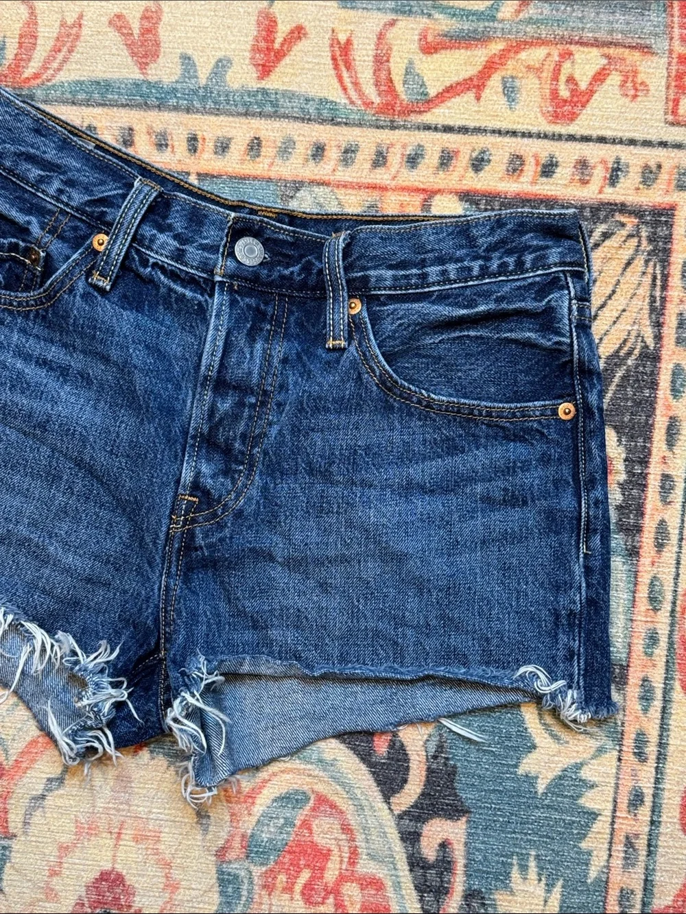 LEVI’S 501 Dark Blue Denim Jean Shorts